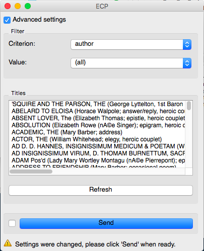 Advanced interface of the 18th Century Poetry widget