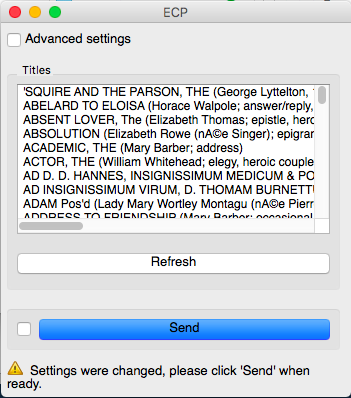 Basic interface of the 18th Century Poetry widget